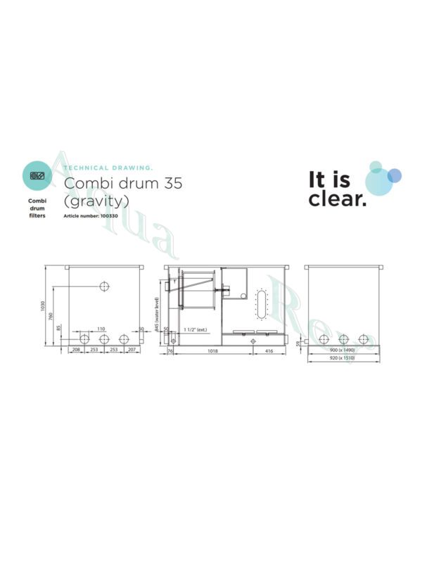 Filtre-à-tambour-Combi-Drum-35-gravity-dimensions-Filtreco Combi-Drum-35-gravity dimensions
