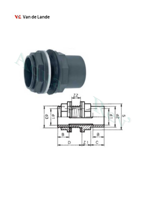 Traversée-de-paroi-filete-VDL-dimansions passe paroi VDL fileté dimensions