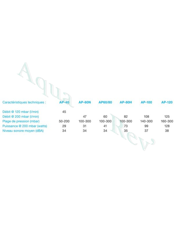 spécifications pompes air Thomas série AP